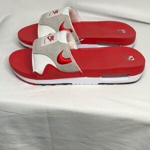 Nike Air Max 1 Slides, University Red and White Mens Size 7